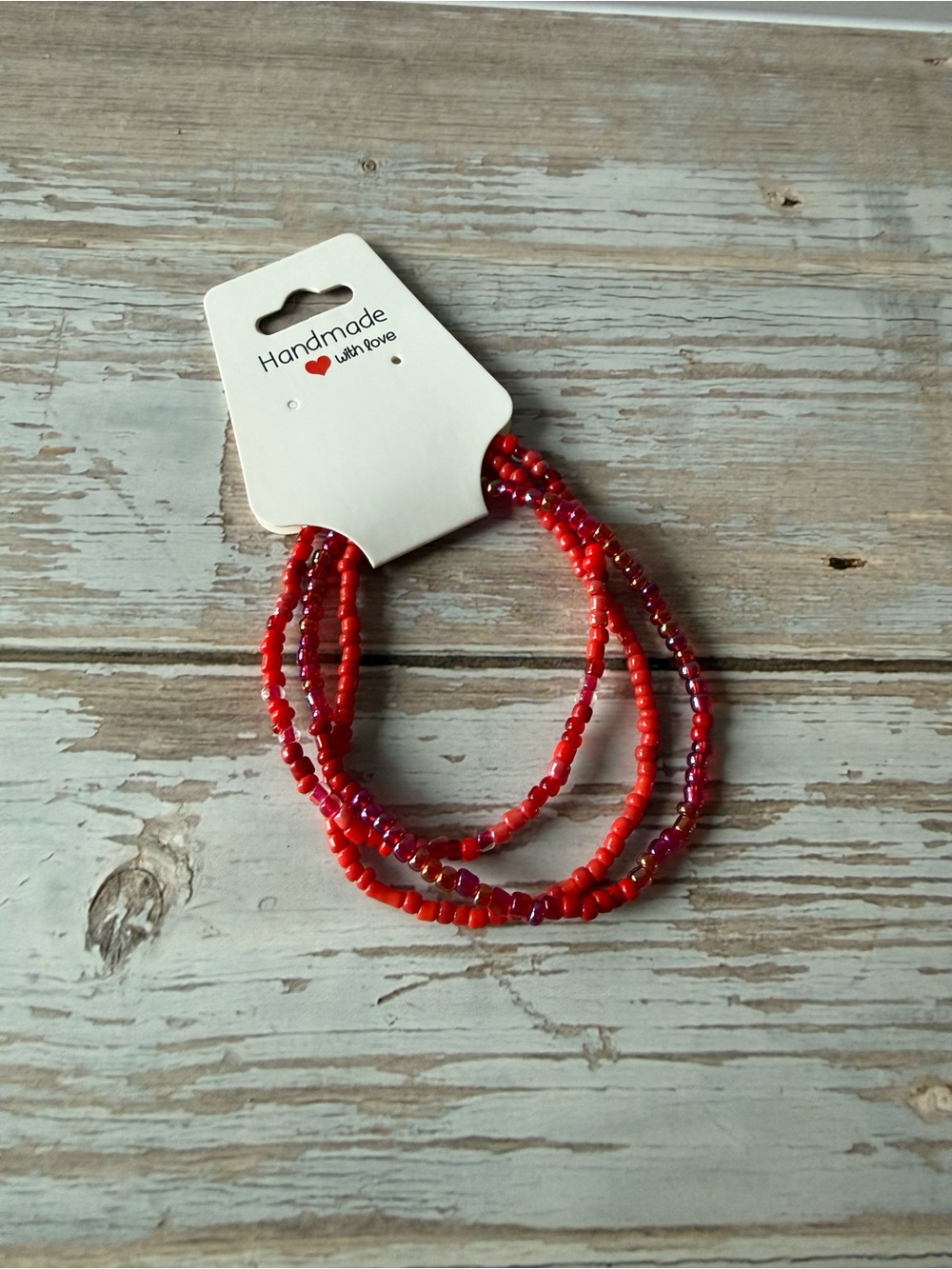 Handmade Red Beaded bracelet set, summer jewelry, everyday bracelet, boho style